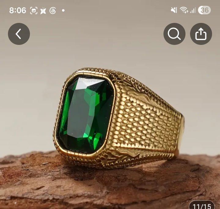 Men's Lush Hand Crafted Vibrant Green stone