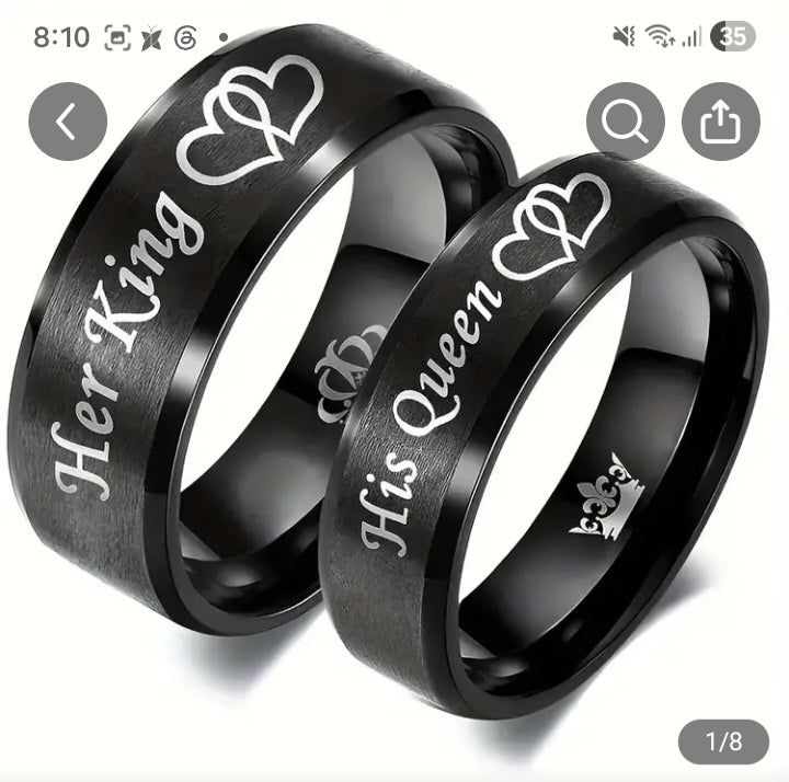 Double Edged Matching Black Ring Set