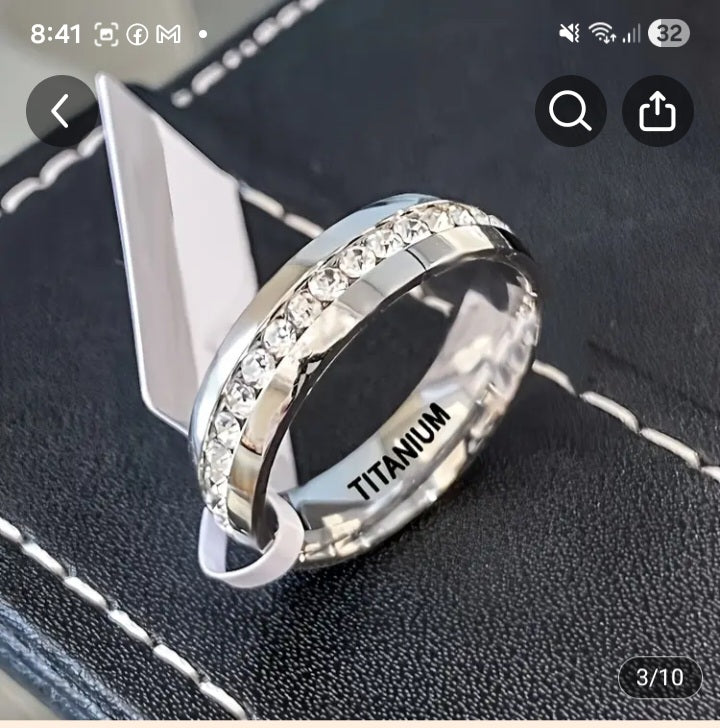 Women's Stainless Steel Diamond Style Ring