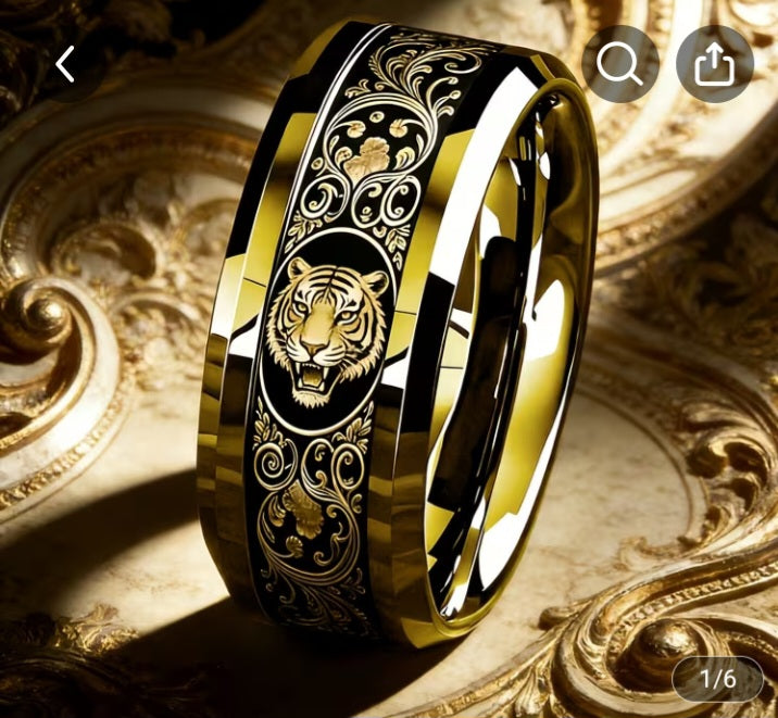 Retro Baroque Style Tiger Head Ring