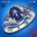 Women's Vintage Boho With Oval Sapphire Style Ring.