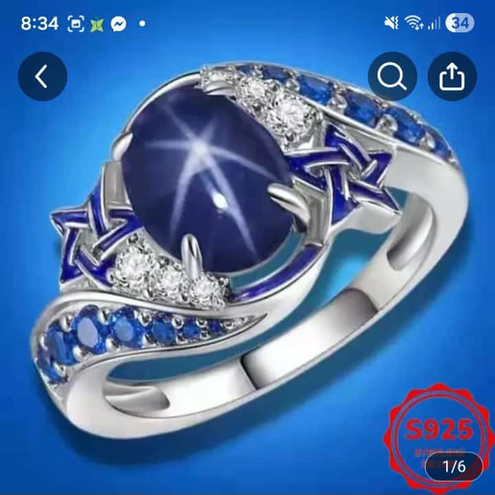 Women's Vintage Boho With Oval Sapphire Style Ring.