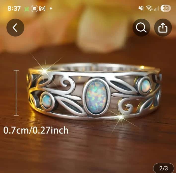 Women's Vintage S-925 Sterling Silver with Peacock Stone.